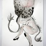 Weeping tone, 2019, Indian ink, watercolour, paper, 29x14cm.